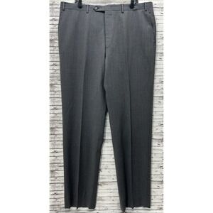 Canali Dress Pants Mens 40x35 Gray 100% Wool Flat Front Cuffed Made In Italy